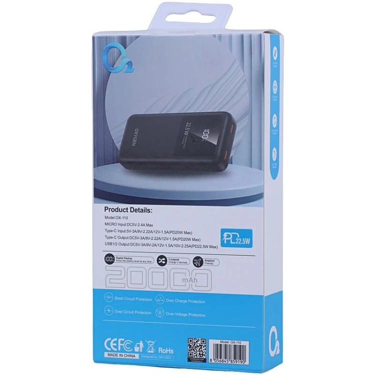خرید و بررسی قیمت پاور بانک فست شارژ اکسیژن مدل OX-110 در فروشگاه اپل سزار