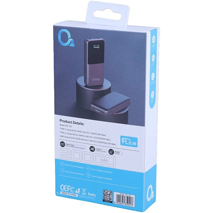خرید و بررسی قیمت پاور بانک فست شارژ اکسیژن مدل OX-130 در فروشگاه اپل سزار