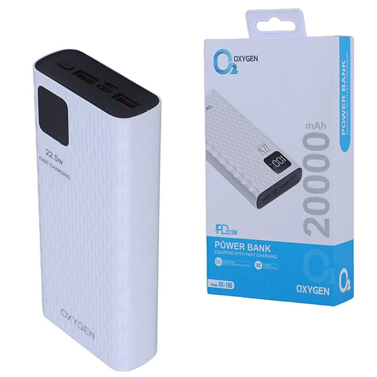 خرید و بررسی قیمت پاور بانک فست شارژ اکسیژن مدل OX-180 در فروشگاه اپل سزار