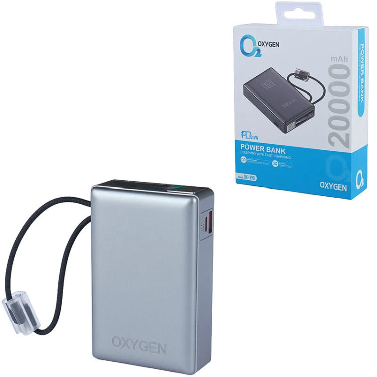خرید و قیمت پاور بانک فست شارژ اکسیژن OX-190 با ظرفیت 20000 میلی آمپر ساعت از فروشگاه اپل سزار