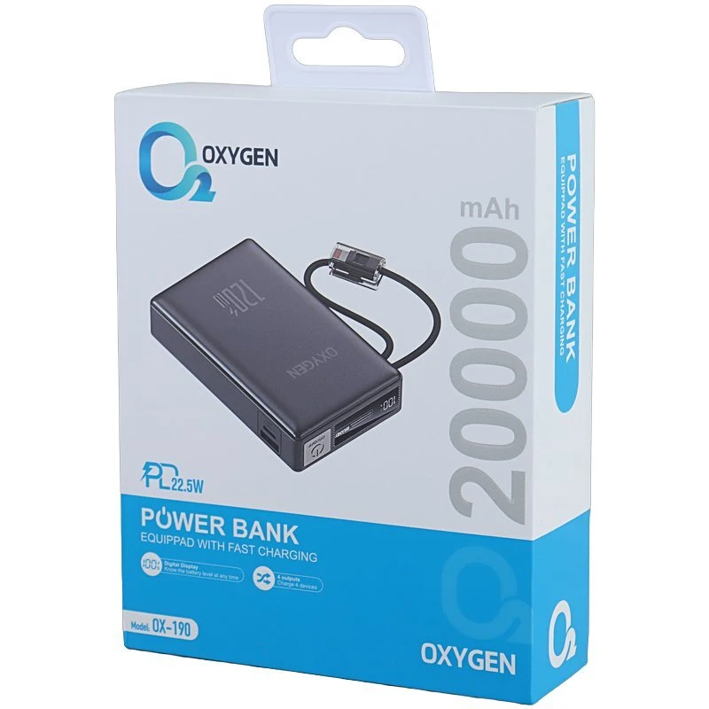 خرید و قیمت پاور بانک فست شارژ اکسیژن OX-190 با ظرفیت 20000 میلی آمپر ساعت از فروشگاه اپل سزار