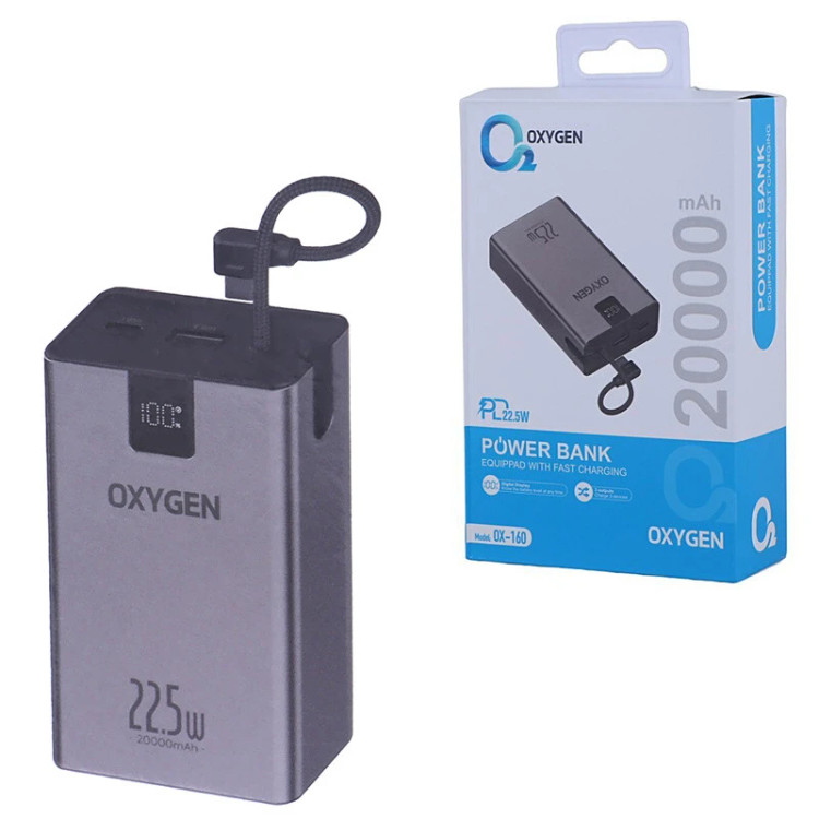 خرید و قیمت پاور بانک فست شارژ اکسیژن OX-160 از فروشگاه اپل سزار.