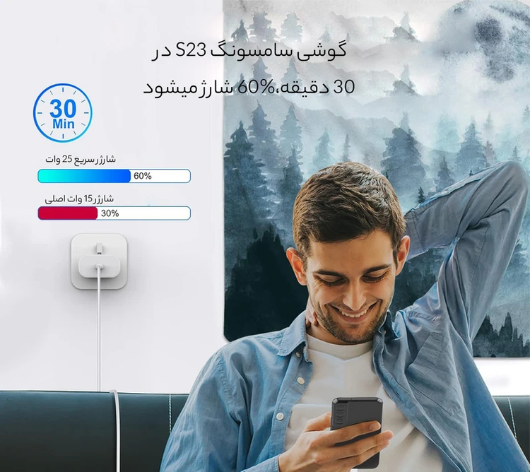 شارژر دیواری 25 وات سامسونگ مدل EP-TA800